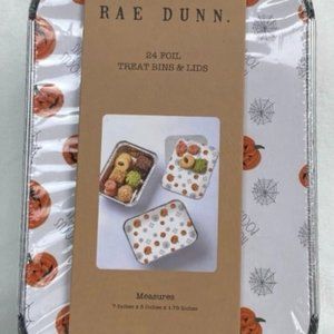 Rae Dunn 24 Foil Treat Bins & Lids HOCUS POCUS Pumpkins Spider Webs